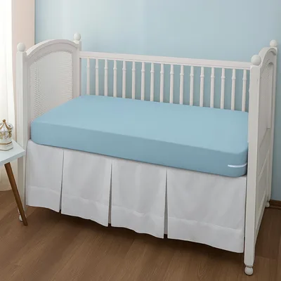 Capa Para Colchão de Berço Malha Gel Grossa Lisa Lavável C/Zíper Ajustável Reforçada 1,30cm x 70cm (Azul claro)