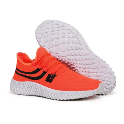 Tênis Esportivo Unissex Academia Neon Leve e Confortável (Laranja, BR, Adulto, Numérico, 36)