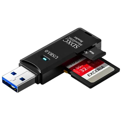 Leitor de Cartão SD e MicroSD USB 3.0 5Gbps Alta Velocidade, Compatível com SDXC SDHC TF, Adaptador Cartão de Memória para Notebook, PC, Windows 11/10, MacOS e Linux, Plug & Play