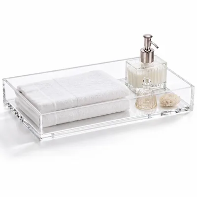 Bandeja Lavabo Acrílico Para Papel Toalha Banheiro Luxo Cristal 4mm - Organizador de Mesa e Banheiro Premium