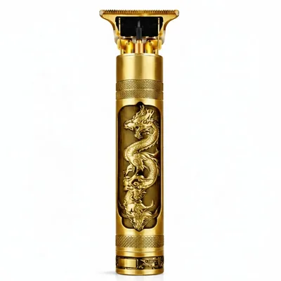 Máquina de Barbear Acabamento Profissional Dragão T9 Sem Fio – Lâmina T-Blade de Precisão, 7000 RPM, Recarregável USB, Design Premium Dourado – Barba, Contorno e Pezinho