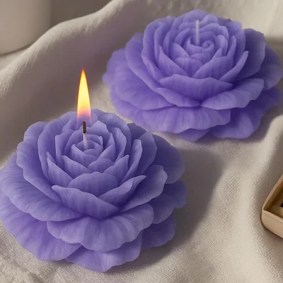 Vela Flor Rosa Peônia 100g Kit 5 Unidades Premium Eventos Decoração Lembrancinhas Romântica (Lilas)