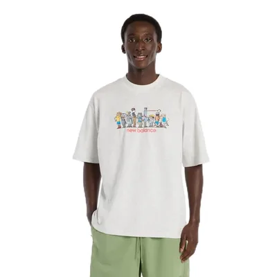 Camiseta Masculina New Balance Ghica Line Up Oversized, Cinza Claro Mescla, M