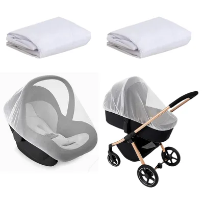 Kit 2 Mosquiteiros Universal para Berço, Carrinho, Bebê Conforto, Cadeirinha, Branco, Poliéster, 100x150cm, Proteção Contra Insetos, Retangular