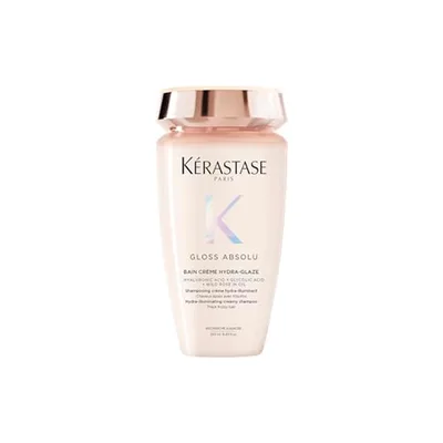 Kérastase Gloss Absolu Bain Crème Hydra-Glaze, shampoo para cabelos com frizz intenso, brilho e suavidade, com ácido glicólico, ácido hialurônico e óleo de rosa mosqueta, 250 ml