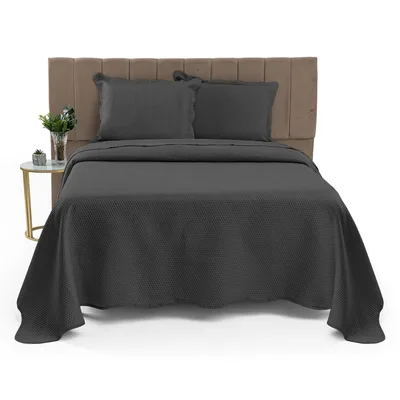 Cobre Leito Colcha King Dupla Face com Toque Macio 200 Fios Ultrasonic 03 Peças Bulet - Chumbo