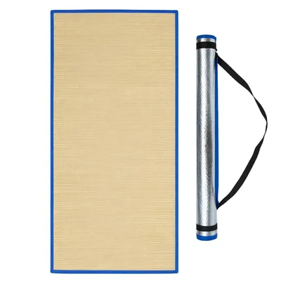 Esteira Térmica de Palha para Praia com Alça Forro Natural com Fita Tolha Tapete Piscina Camping Lagoa Mar Viagem Tamanho Grande Tatame Dobrável Verão Piquinique Artesanal Portátil Lavável Reforçada