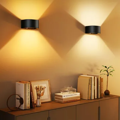 Tobeape Arandela LED Recarregável Sem Fio 5000mAh com Remoto, 2 Unidades | Luminária de Parede com Controle Remoto e Sensor de Movimento, 3 Cores Dimerizáveis para Quarto Sala Leitura Banheiro Escada