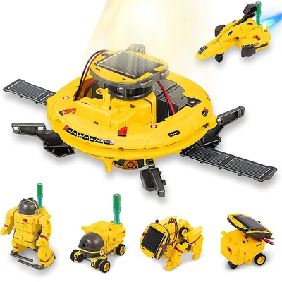 Energia Solar 6 Formas Kit Robotica (Amarelo), Energia Solar 6 Formas Kit Robotica, Kit Robô 6 Em 1 Frota Espacial Energia So lar Robô