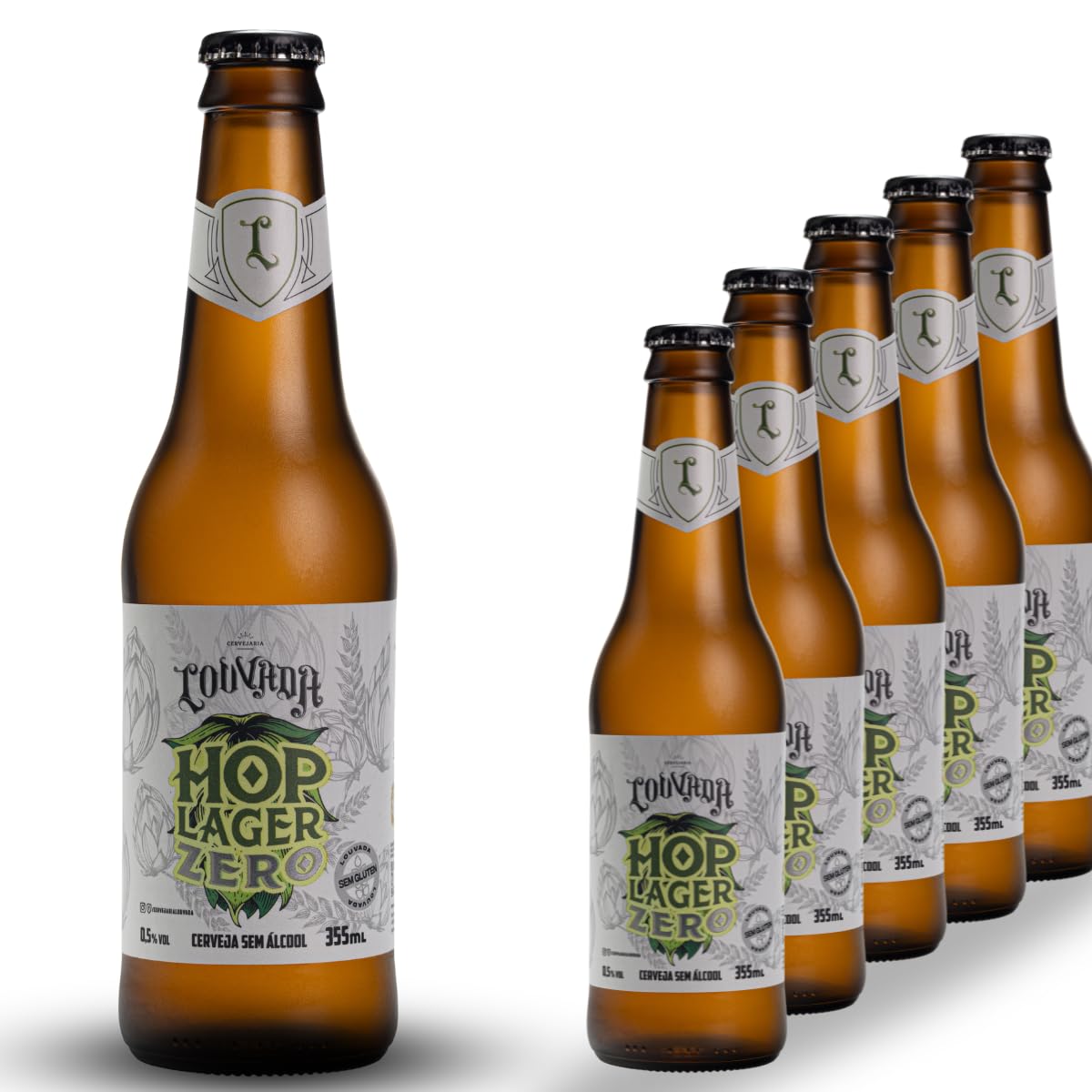 Cerveja Hop lager Zero Sem Alcool Louvada 355ml - 06unidades Sem Glúten