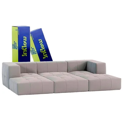 Sofá Modular 3 Lugares Com 2 Braços 3 Chaises Inflow Bouclé Cinza Linho Vem Na Caixa Compacto Sala