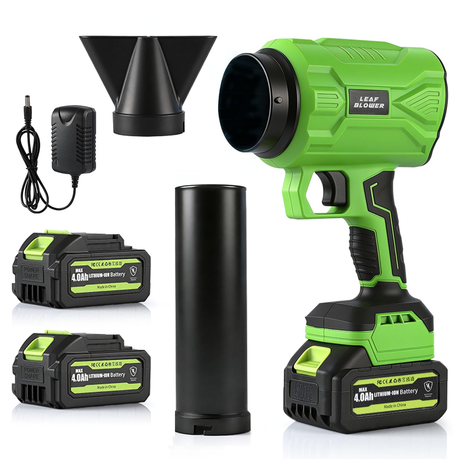 YARUIKE Soprador de Folhas sem Fio 2x4,0Ah, Leve para Limpeza de Quintal | Soprador Portátil para Limpar Pátio, Calçada, Garagem, Gramado e Cantos, Remove Poeira e Detritos com Facilidade