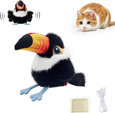 Brinquedo para gatos com pássaro que bate as asas (não voa), brinquedo realista para gatinhos com canto de cuco, brinquedo interativo recarregável com catnip para exercícios (estilo 2)