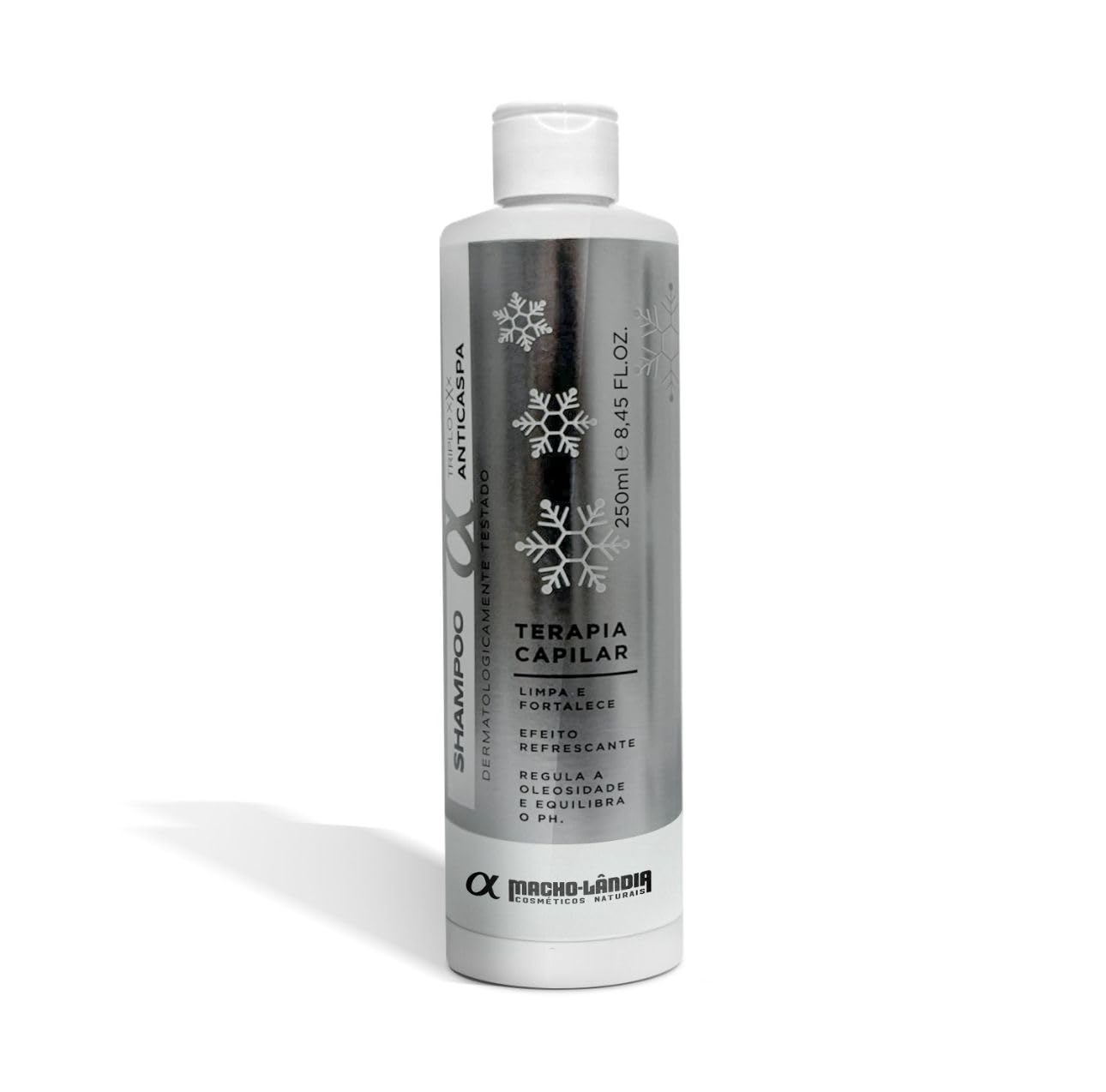 Shampoo Anticaspa Barba e Cabelo Ice 250 ml, Macholandia | Terapia Capilar, Efeito Refrescante Mentolado, Para Cabelo e Barba