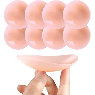 Protetores de Silicone para Seios Reutilizáveis, Rosa, 6,5 cm, Kit com 4 Pares, Laváveis, Invisíveis, Conforto Antiatrito
