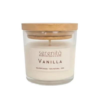 Vela Aromática Perfumada Vanilla Essência Premium, 100g, Cera 100% Natural com Pavio de Algodão