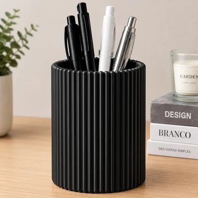 Porta Canetas Organizador de Mesa Escritório para Lápis e Pincéis (PRETO) | ORGANIZADOR MESA PORTA CANETA PINCEL TRECO