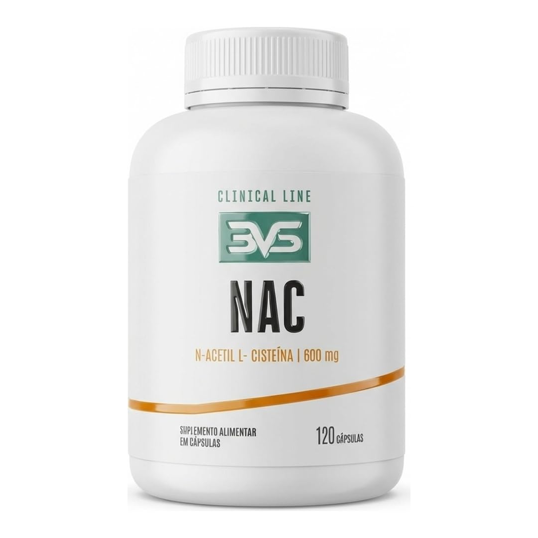 3VS Nutrition NAC 600mg N-Acetil L-Cisteína 120 Cápsulas Antioxidante Alta Pureza Suplemento