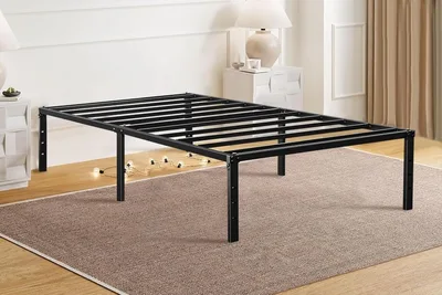 190 * 95 * 36 Cm Base Cama Solteiro, Cama de Solteiro de Metal, Com Suportes de Ripas, Grande Espaço Embaixo da Cama (Solteiro)