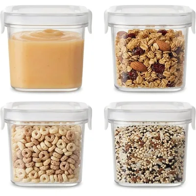 Kit 4 Potes Herméticos 75ml para Papinha de Bebê, Livre de BPA, Tampa com Trava Antivazamento, Ideal para Molhos, Temperos e Porções Pequenas, Plástico Transparente Reutilizável