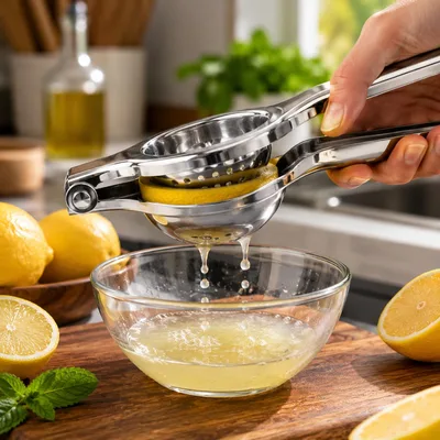 Espremedor de Limão Profissional em Aço Inox Premium – Extração Máxima de Suco, Alta Durabilidade, Resistente à Ferrugem e Fácil de Usar no Dia a Dia (Aço Inox)