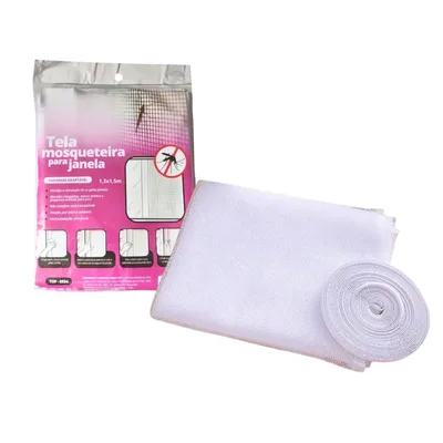 Tela Mosquiteira com Fita Adesiva Proteção Contra Insetos para Janela (1,3m x 1,5m)