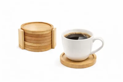 Kit 6 Porta Copos de Bambu com Suporte Descanso para Copos 10 cm Resistente | Durável e Ecológico, Premium