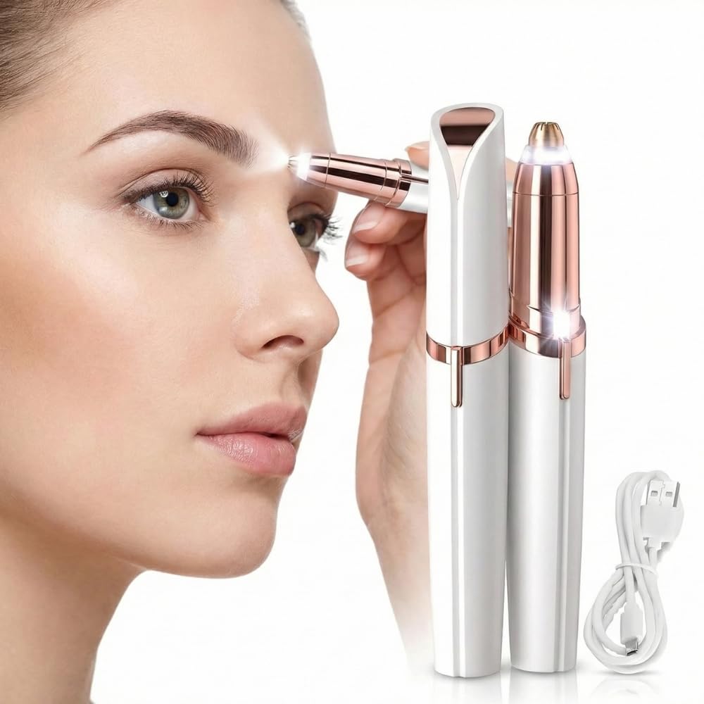 Lumina - Caneta Depiladora Sobrancelha e Buço, Depilador Facial LED | Recarregável via USB - Depilador Facial Feminino Portátil - Remove Pelos do Nariz, Buço e Sobrancelha com Precisão Indolor