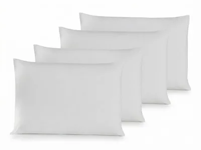 Hypercal Kit 4 Fronhas 400 Fios 70x50 cm - 100% Poliéster - Toque Macio Acetinado de Hotel - Fechamento em Envelope, Antiácaro - Branco