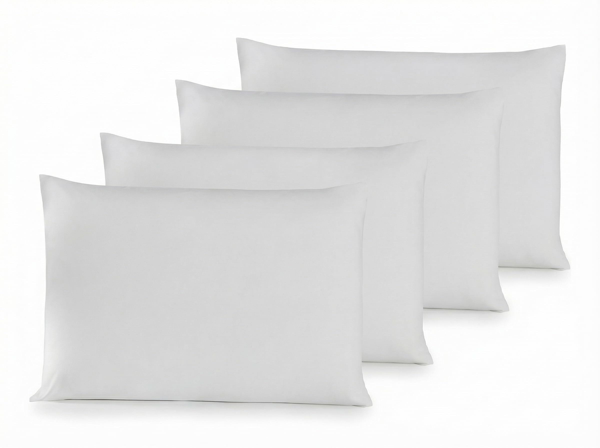 Hypercal Kit 4 Fronhas 400 Fios 70x50 cm - 100% Poliéster - Toque Macio Acetinado de Hotel - Fechamento em Envelope, Antiácaro - Branco