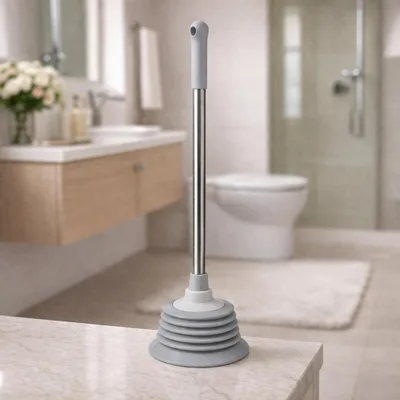 Desentupidor Vaso Sanitario Sanfonado Desentupimento Cabo Inox Resistente | Borracha Reforcada Higienico Duravel Privada Ventosa Limpeza Entupimento Banheiro Desentupir