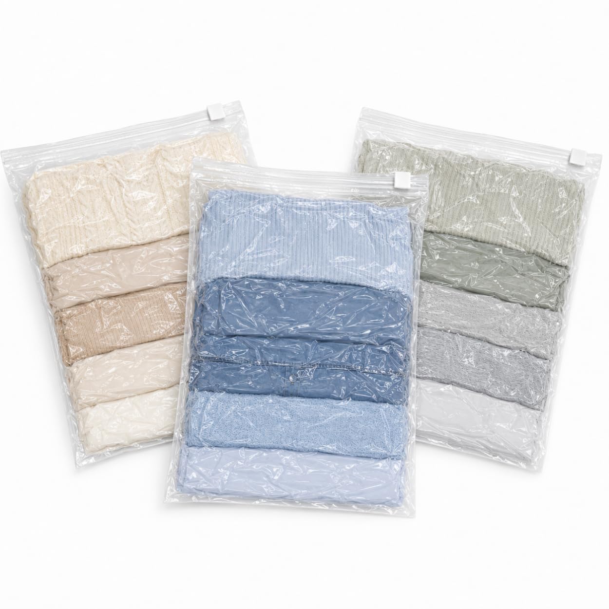 Kit com 3 Sacos a Vácuo 40 x 60 cm Reutilizáveis para Roupas e Viagem | Vedação hermética comprime cobertores e toalhas economiza espaço no armário e protege contra mofo umidade e odores