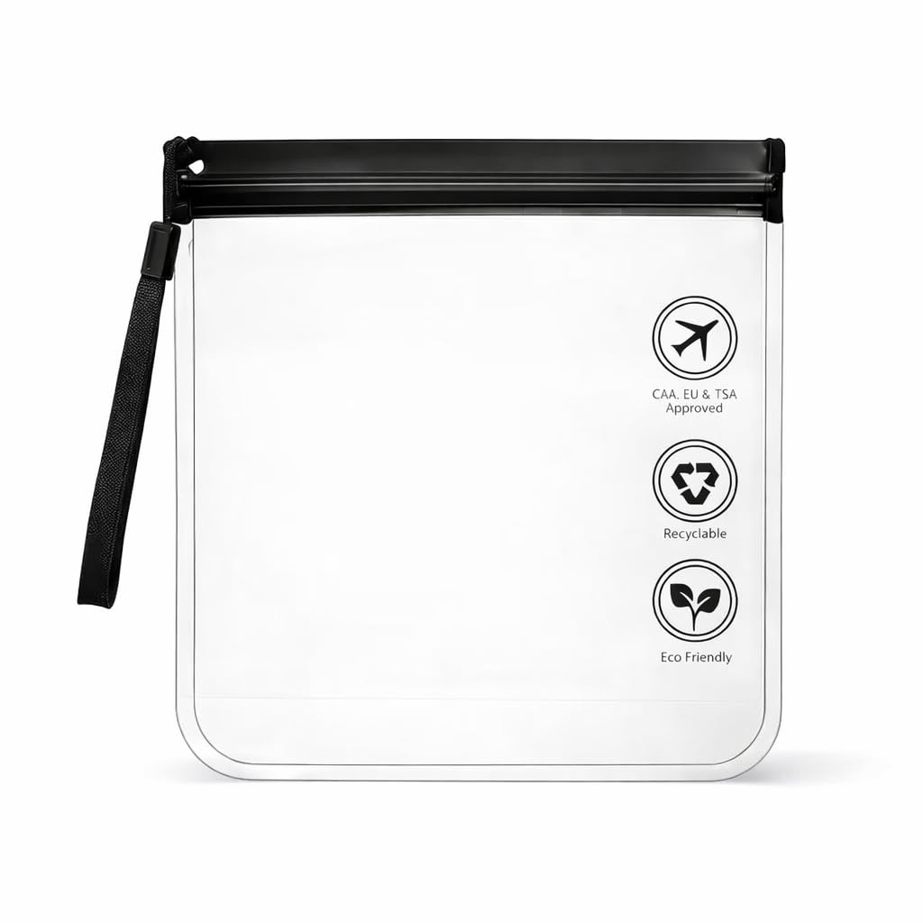Saco Zip Lock Premium 20x20cm Transparente 1L – Padrão ANAC para Líquidos em Viagens Tranquilas Voos Nacionais/Internacionais (Não perca seus perfumes e cosméticos)
