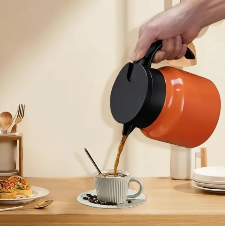 Bule Garrafa Térmica Inox para Café e Chá, com Filtro de Aço Inoxidável, 800ML