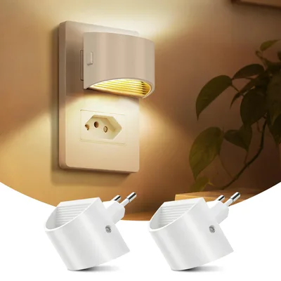 Tobeape Abajur de Tomada, Sensor Automático de Acendimento ao Amanhecer | Pacote com 2 Luzes LED para Quarto, Luminária Noturna Infantil 3000K com 3 Brilhos, para Cozinha, Corredor, Banheiro e Escada