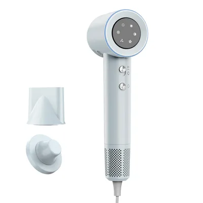 GOKOCO Secador De Cabelo Profissional 220v,120000 RPM High Speed Hair Dryer 1600W com Display Digital LED e Bocal de ar Magnético,GD029 Cinza