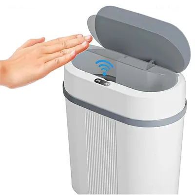 Lixeira Automática Inteligente 12 Litros Branca Moderna Premium com Sensor de Movimento e Aproximação, Tampa Abre e Fecha Sem Contato, Antiodor, para Cozinha, Banheiro, Sala, Escritório, Quarto e Mesa
