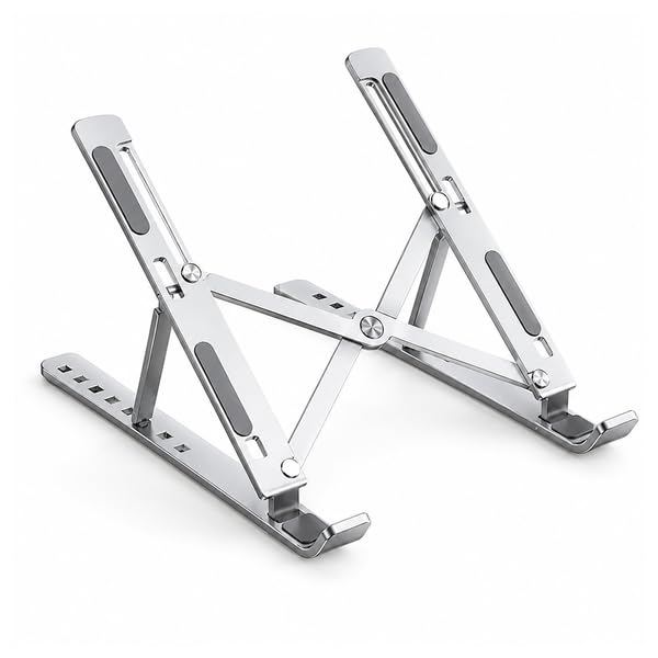 Suporte para Notebook e Tablet em Alumínio Premium, Dobrável e Portátil, 6 Ângulos Ajustáveis, Antiderrapante, Ideal para Home Office