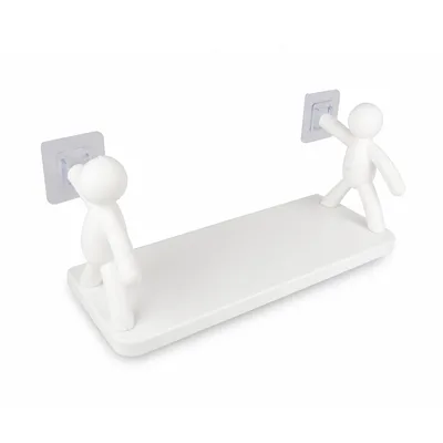 Prateleira Buddy Branca Adesiva Sem Furos - Organizador Multiuso para Banheiro Cozinha e Quarto Ideal para Shampoo Cosméticos e Itens de Parede com Design Moderno Decorativo