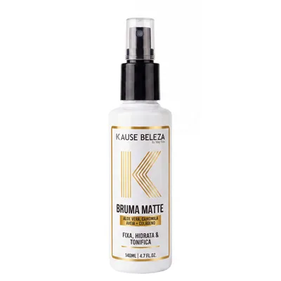 Bruma Fixadora Matte Facial – Controle da Oleosidade, Efeito Matte Natural e Fixação da Maquiagem, 140ml .KAUSE BE