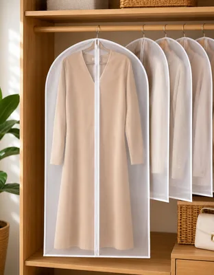 kit 10 Capa Protetora para Roupas com Zíper Transparente 60x120cm – Anti Poeira, Anti Mofo, para Terno, Vestido, Casaco, Jaqueta e Guarda-Roupa (10)