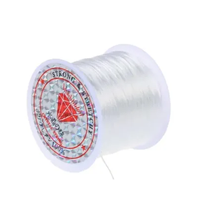 Rolo de Elástico Fio 1mm de Fibra Strech Elastica 1mm passa na agulha 20m Pulseiras Colares Artesanato (1 Rolo)