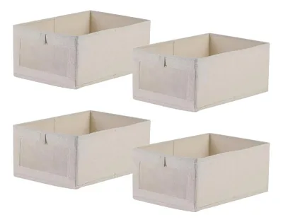 Kit 4 Caixas Organizadoras Multiuso para Closet, Guarda-Roupa e Gavetas