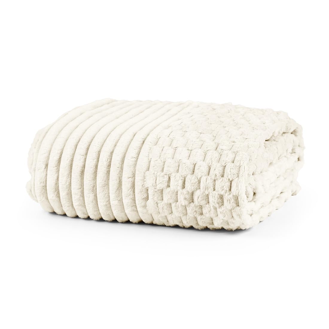 Cobertor Grosso Toque Aveludado Ultra Soft 280grs 3D Relevo Manta Macio e Quente (Off-White Zurique, Queen)