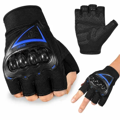 Luva Esportiva Meio Dedo Com Proteção Rígida Para Moto Bike Academia Ciclismo e Aventura (VERMELHO)