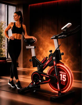 Bicicleta Ergométrica Elite, Bike Spinning Profissional, 15 KG de Inércia, Com Amortecedor e Até 120 kg