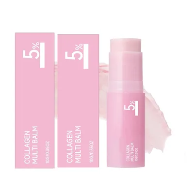 2026 New Pink Collagen Volume Multi Balm All in One PDRN Hydrating Skincare Fine LinesBounce Balm for Face Neck Under Eyes Smile Lines Lips Forehead Smooth Skin (2pc)
