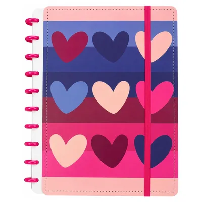 Caderno com 80 Folhas Capa Dura Reposicionáveis Modelo Tipo Inteligente | Página Adesivos Grande B5 Pautadas 200mm x 260mm Espiral Divisórias Sistema de Disco Papelaria Fofa Criativo Material Escolar
