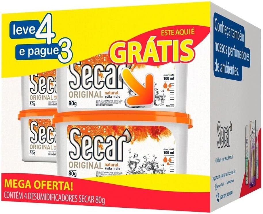 Desumidificador Natural Secar Leve Kit com 4 Unidades | Natural, Kit com 4 Unidades, Leve, Uso Interno
