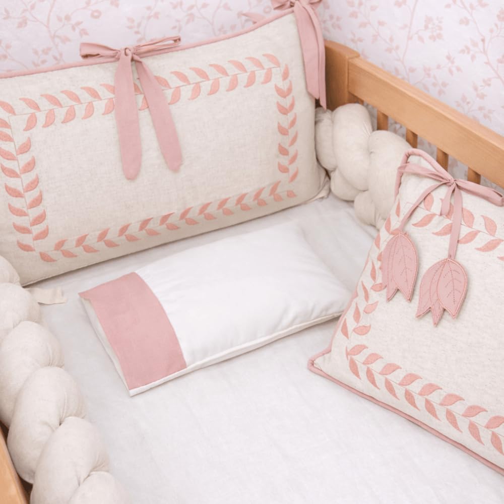 Enxoval de Bebê para Berço Americano Menina Rosê Realeza 6 Peças 100% Algodão Bordado Premium Kit Maternidade Completo